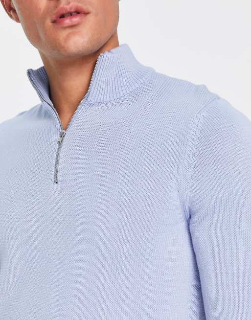 Light blue discount half zip sweater