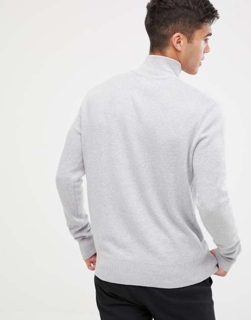 ASOS DESIGN midweight half zip jumper in grey, 2 of 4