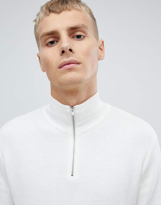 White quarter clearance zip jumper