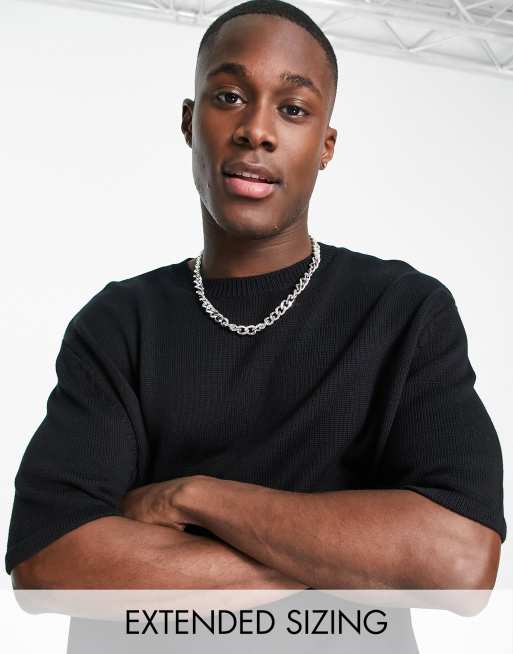 ASOS DESIGN midweight knit cotton crew neck T-shirt in black