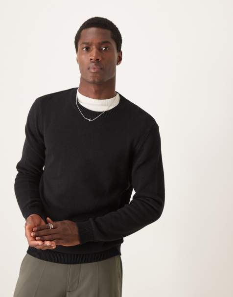 ASOS DESIGN midweight knitted jumper in black - view 1