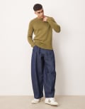 [ASOS DESIGN] ASOS DESIGN midweight knitted jumper in khaki-Green S Kahki