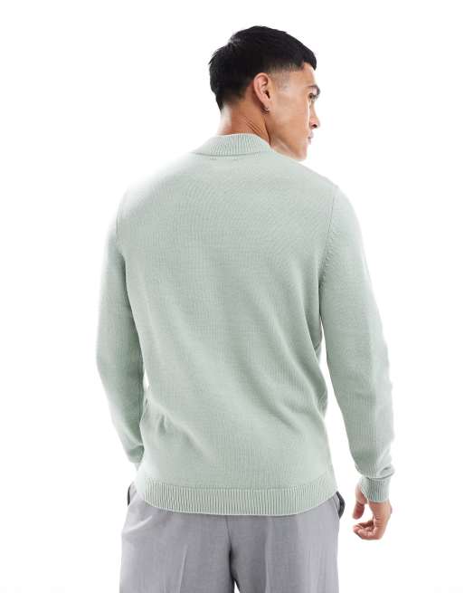 ASOS DESIGN midweight knitted quarter zip neck sweater in