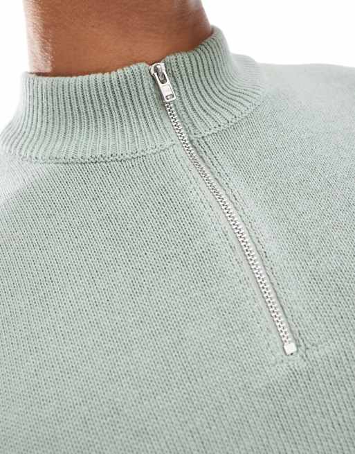 ASOS DESIGN midweight knitted quarter zip neck sweater in