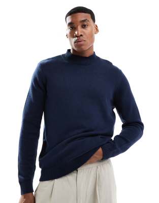 midweight knitted turtle neck sweater in navy