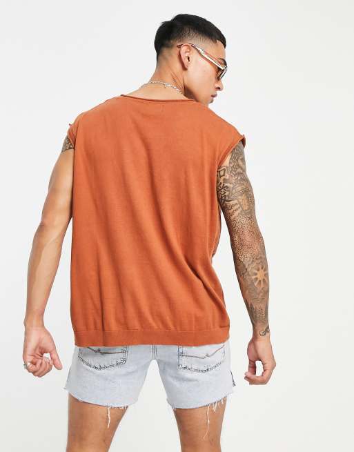 ASOS DESIGN – Miedziany podkoszulek oversize z bawełnianej dzianiny, 2 z 4
