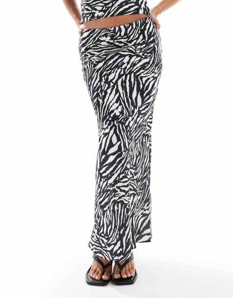 ASOS DESISN soft touch maxi skirt co-ord in zebra print