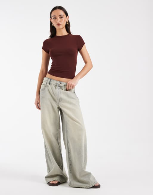 ASOS DESIGN – Miękki krótki T-shirt w bordowym kolorze, 4 z 4