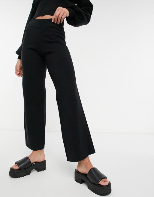ASOS DESIGN – Mieszaj i łącz – Czarne domowe spodnie z prostymi nogawkami z dzianiny wysokiej jakości