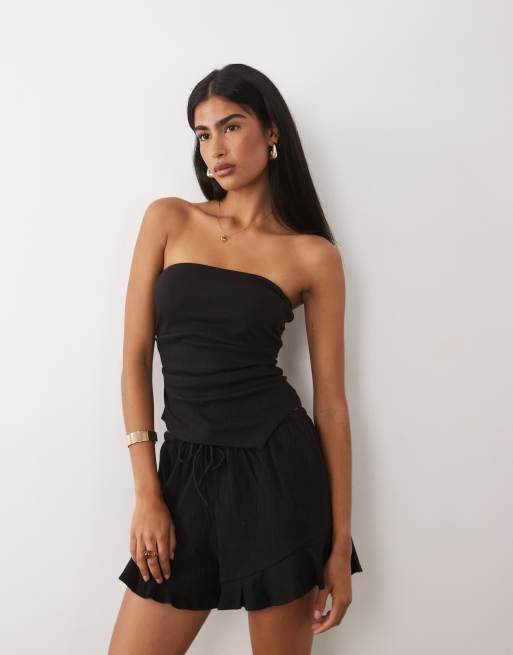 ASOS DESIGN – Mieszaj i łącz – Czarny marszczony zestaw z bawełny, 3 z 4