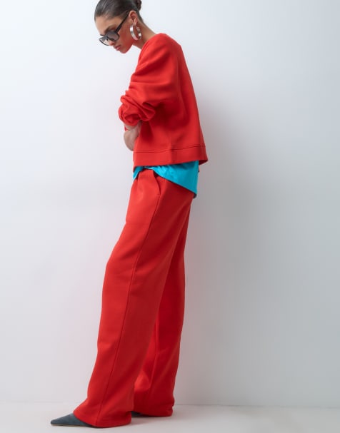 ASOS DESIGN – Mieszaj i łącz – Czerwony dres ze szczotkowaną powierzchnią od spodu - view 1
