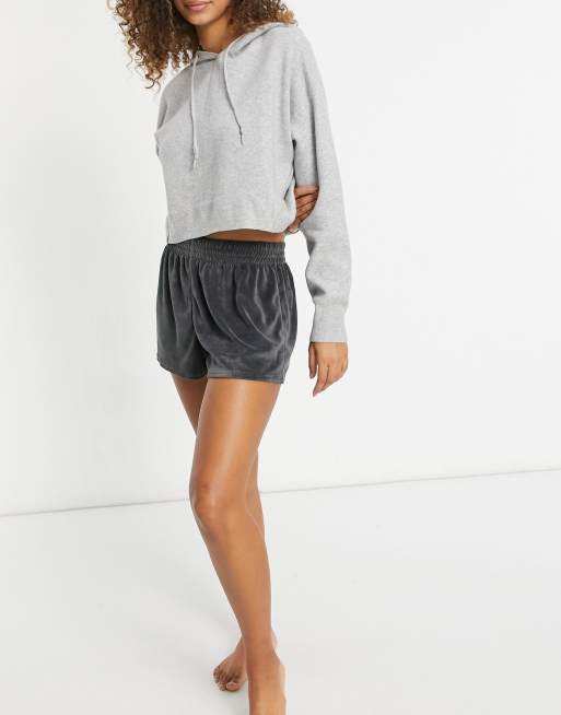 ASOS DESIGN – Mieszaj i łącz – Grafitowe domowe szorty z weluru