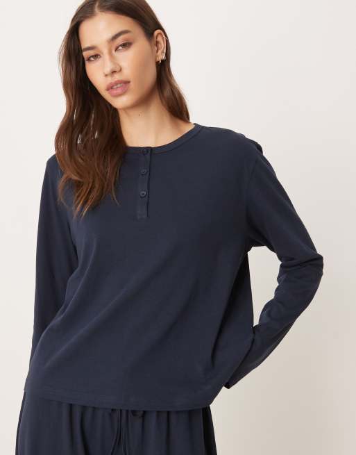ASOS DESIGN – Mieszaj i łącz – Granatowa bawełniana piżama, 4 z 4