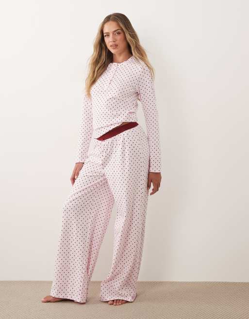 ASOS DESIGN – Mieszaj i łącz – Różowo-bordowa piżama w groszki, 2 z 5