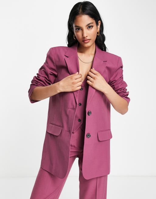 ASOS DESIGN – Mieszaj i łącz – Śliwkowa dopasowana marynarka garniturowa o kroju boyfriend