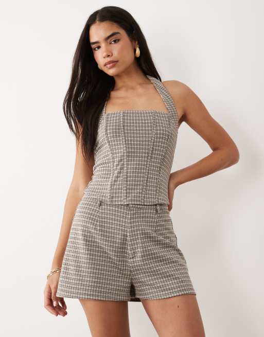 ASOS DESIGN – Mieszaj i łącz – Brązowy szczotkowany zestaw w kratę, 4 z 4