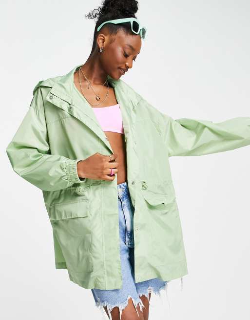 ASOS DESIGN – Miętowa przeciwdeszczowa kurtka z czterema kieszeniami