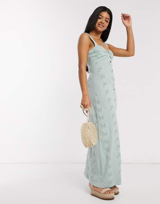 ASOS DESIGN – Miętowa sukienka maxi z guzikami, 4 z 4
