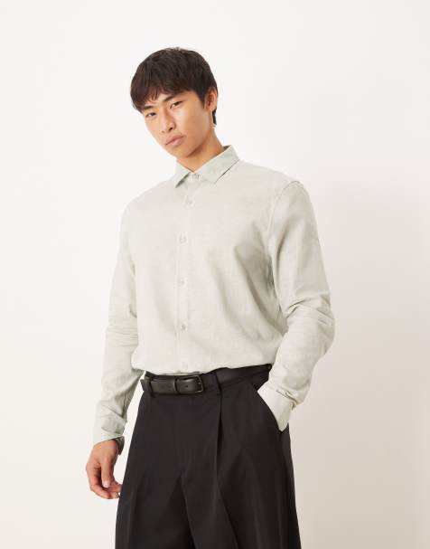 ASOS DESIGN formal linen blend regular shirt in mint green
