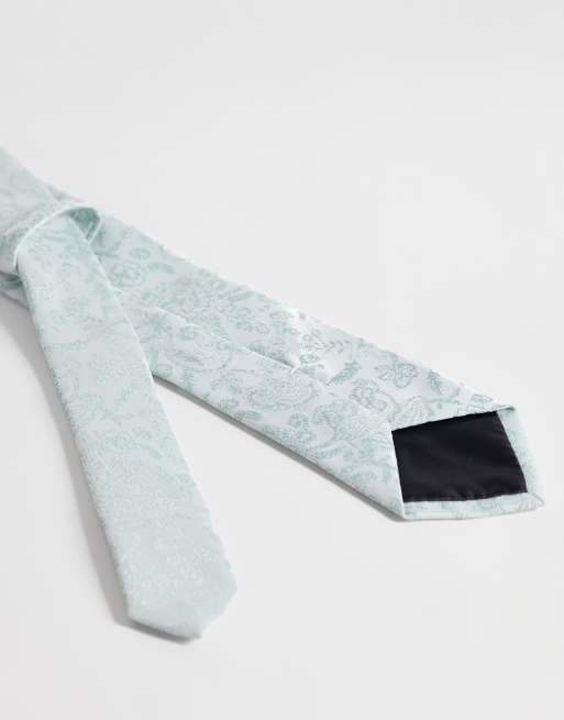 ASOS DESIGN – Miętowy krawat z kwiatowym wzorem, 2 z 3