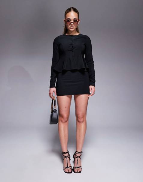 ASOS DESIGN – Mikro-Minirock in Schwarz mit niedrigem Bund, Kombiteil - view 1