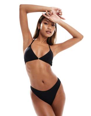 ASOS DESIGN - Mila - BH aus Baumwolle in Schwarz mit Frontverschluss