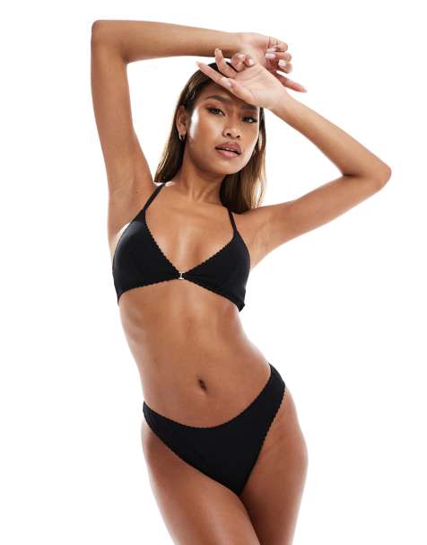 ASOS DESIGN Mila cotton front-closure bra in black - view 1