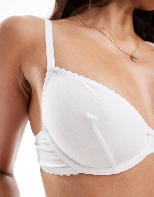 ASOS DESIGN Mila cotton underwired bra in white, 3 of 4