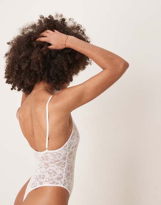 ASOS DESIGN Mila lace soft body in white, 2 of 3