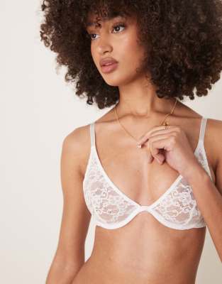 ASOS DESIGN Mila lace underwired bra in white - view 1