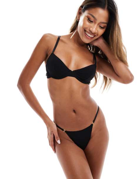 ASOS DESIGN - Mila - Sort BH med bøjle i bomuld - view 1