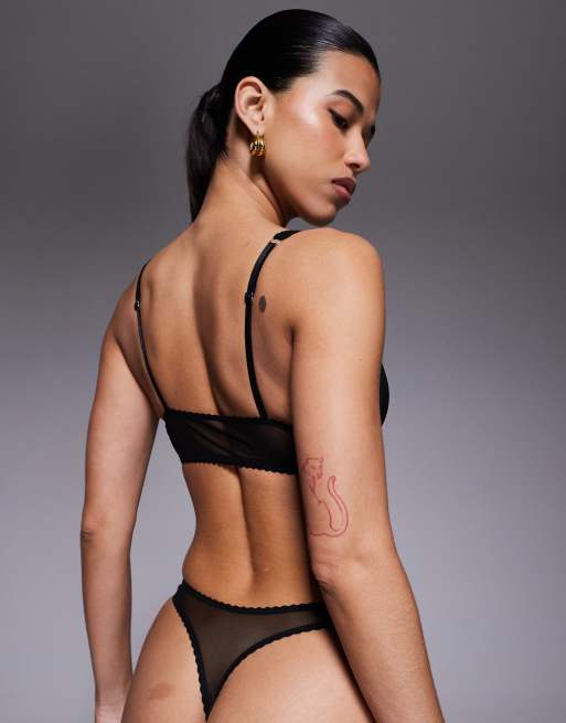 ASOS DESIGN - Mila - Sort G-streng med høj benskæring i gennemsigtigt mesh, 3 af 4