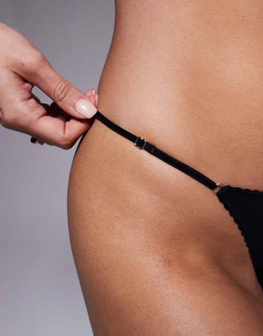 ASOS DESIGN - Mila - Sort tanga-G-streng i bomuld med justerbare sider, 4 af 4