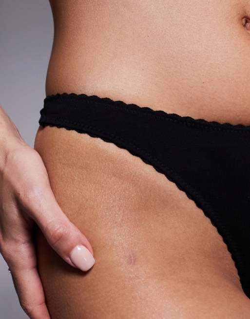 ASOS DESIGN - Mila - String échancré en coton - Noir, 4 de 4