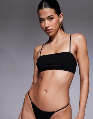 ASOS DESIGN - Mila - Trägerloses Oberteil aus Baumwolle in Schwarz mit abnehmbaren Trägern