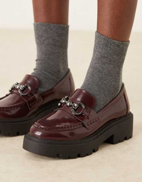 ASOS DESIGN - Milan - Bordeaux chunky loafers med kædedetalje - view 1