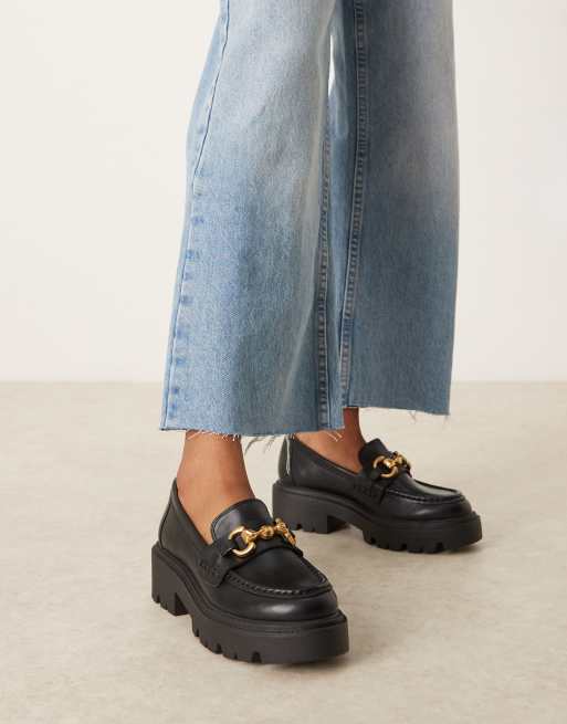 ASOS DESIGN Milan chunky chain detail loafers in black
