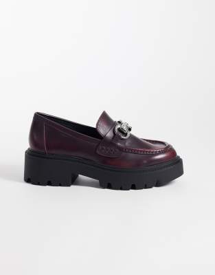Asos Design Milan Chunky Chain Loafers In Red