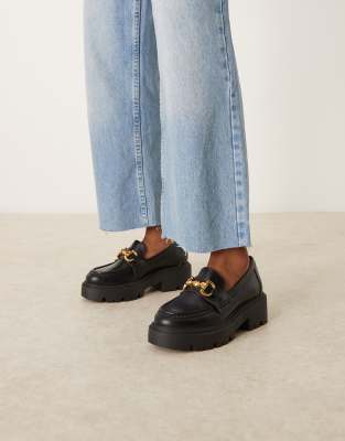 ASOS DESIGN - Milan - Mocassins larges à semelle chunky avec chaîne - Noir