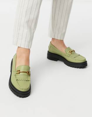 asos design militant premium chunky leather loafer flat shoes