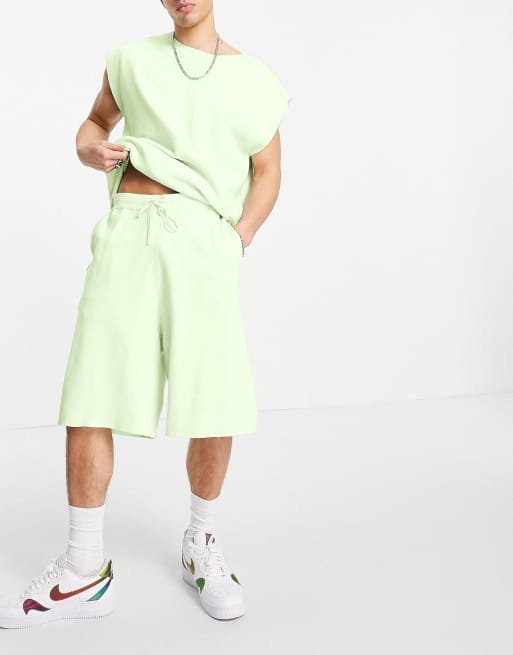 ASOS DESIGN milano knit basketball co-ord shorts in mint