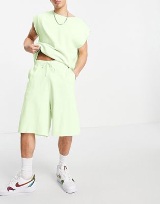 ASOS DESIGN milano knit basketball shorts in mint - part of a set