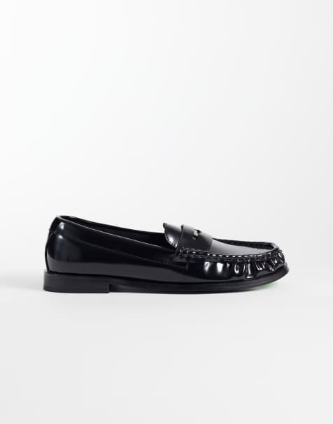 ASOS DESIGN Milena fina penny loafers i svart - view 1