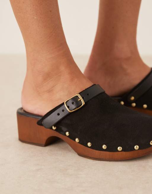 ASOS DESIGN - Miles - Klompen met studs en gesloten neus in zwart suède, 3 van 4
