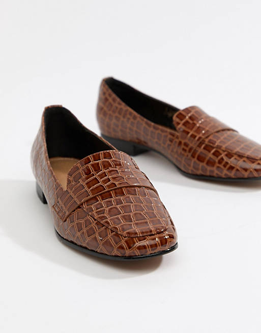 ASOS DESIGN Milestone loafer flat shoes in croc