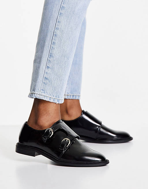  Flat Shoes/Milestone monk flat shoes in black 