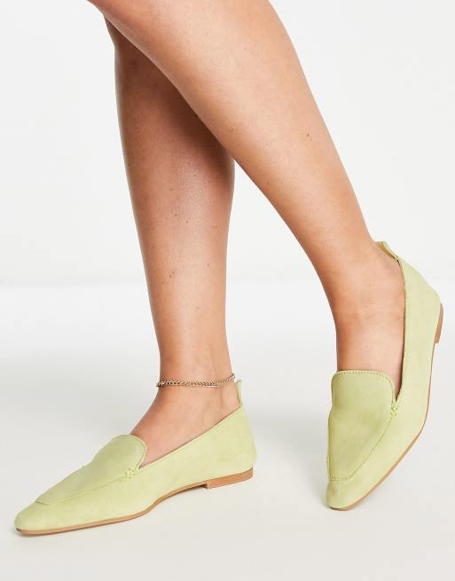 ASOS DESIGN - Miley - Limegrønne loafers i ruskind