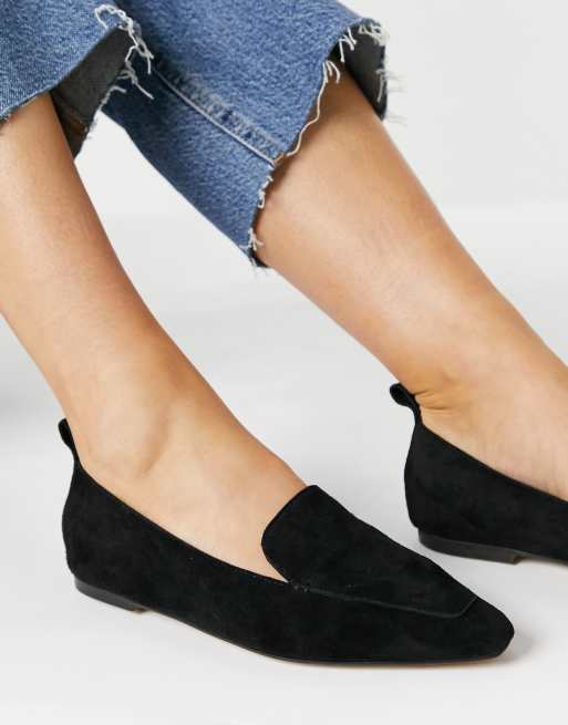 Black suede pointed hot sale loafers