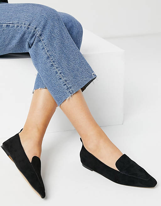 Women Flat Shoes/Miley suede loafers in black 