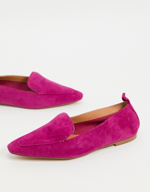 ASOS DESIGN Miley suede loafers in pink